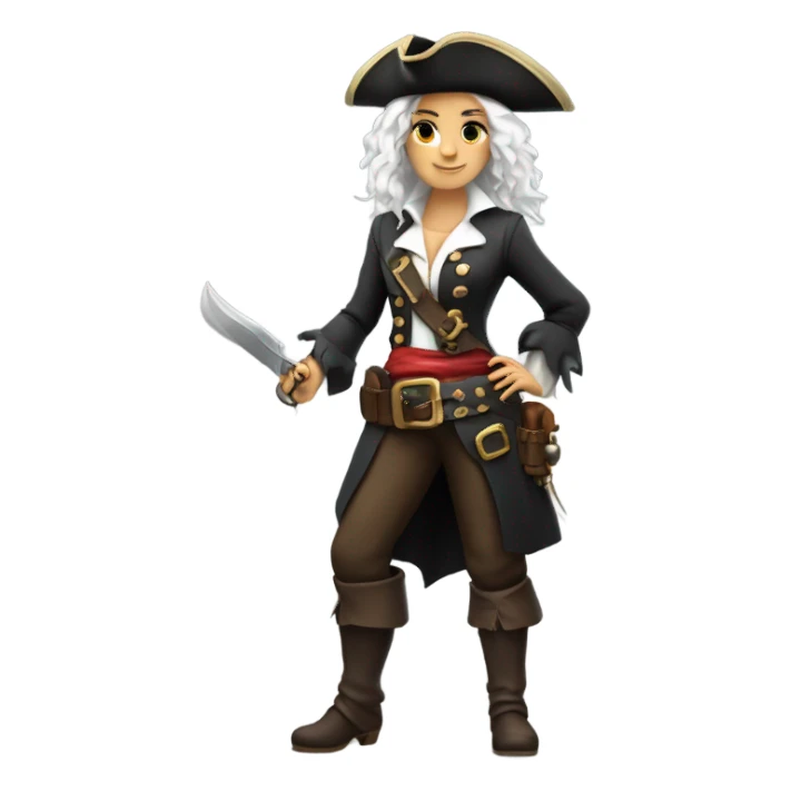 female pirate white hair sticker