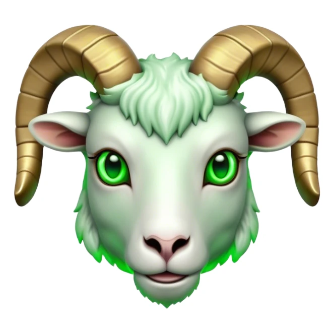 Cybornetic Ram(Goat) head green glowing eyes sticker
