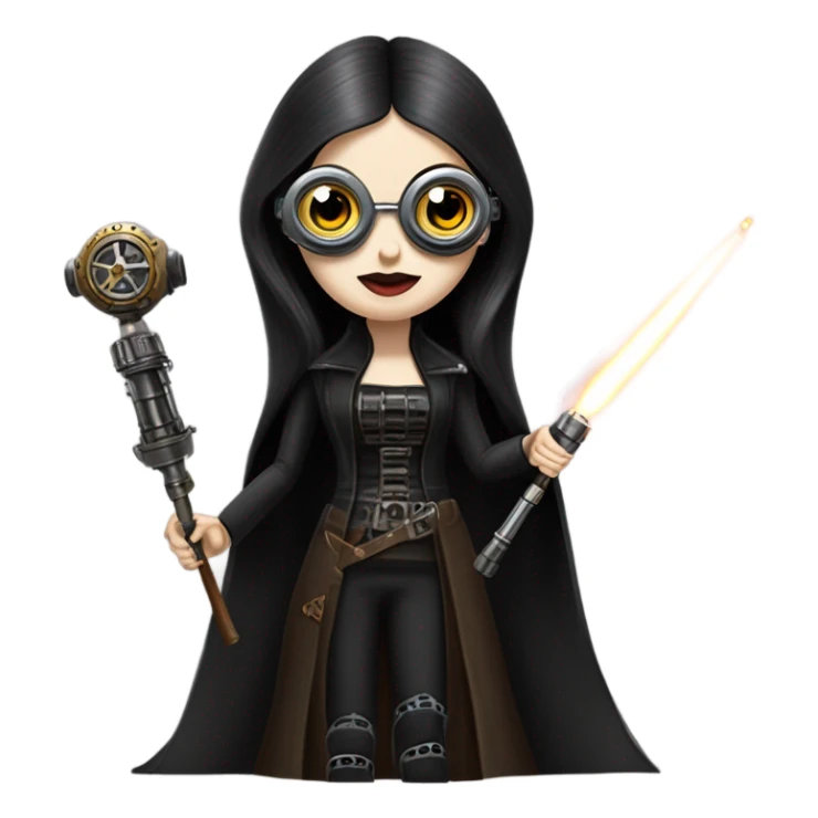 Jedi Morticia Addams piloting a Jumpspeeder anti-gravity repulsorlift swoop steampunk  sticker