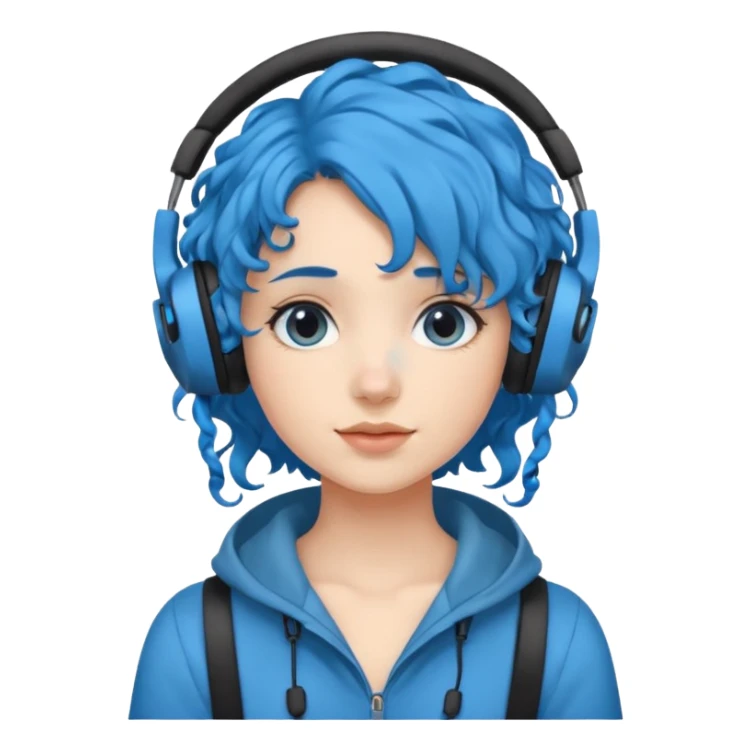 blue haired earringed heaphone wearing girl curly haired sticker