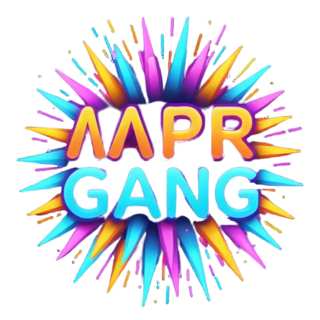 Create a bold, over-the-top emoji-style design featuring the text “MPR Gang” in large, glowing letters surrounded by explosive fireworks, neon colors, and dynamic energy effects. The style should feel celebratory, chaotic, and powerful, like a wild party or epic team victory. sticker