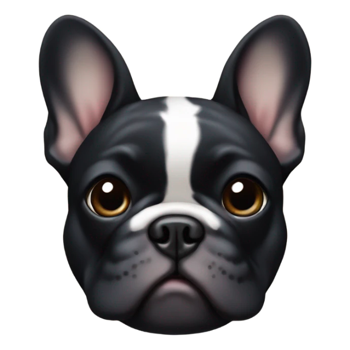 fluffy black french bulldog with small white patch on chest and paws with tan accents sticker
