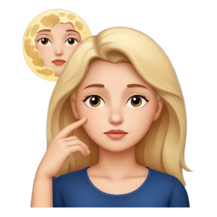 a woman thinking at night with moon and stars in the background sticker