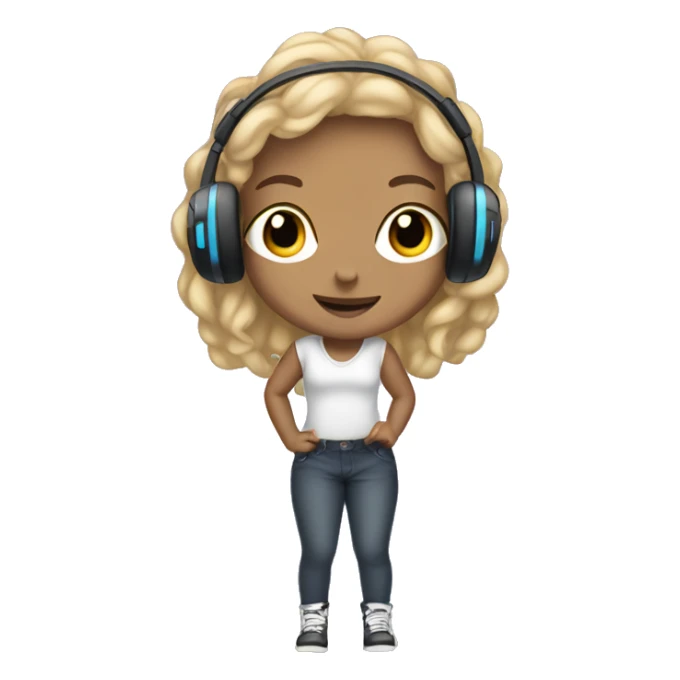 Light skinned girl holding a controller and headphones on sticker