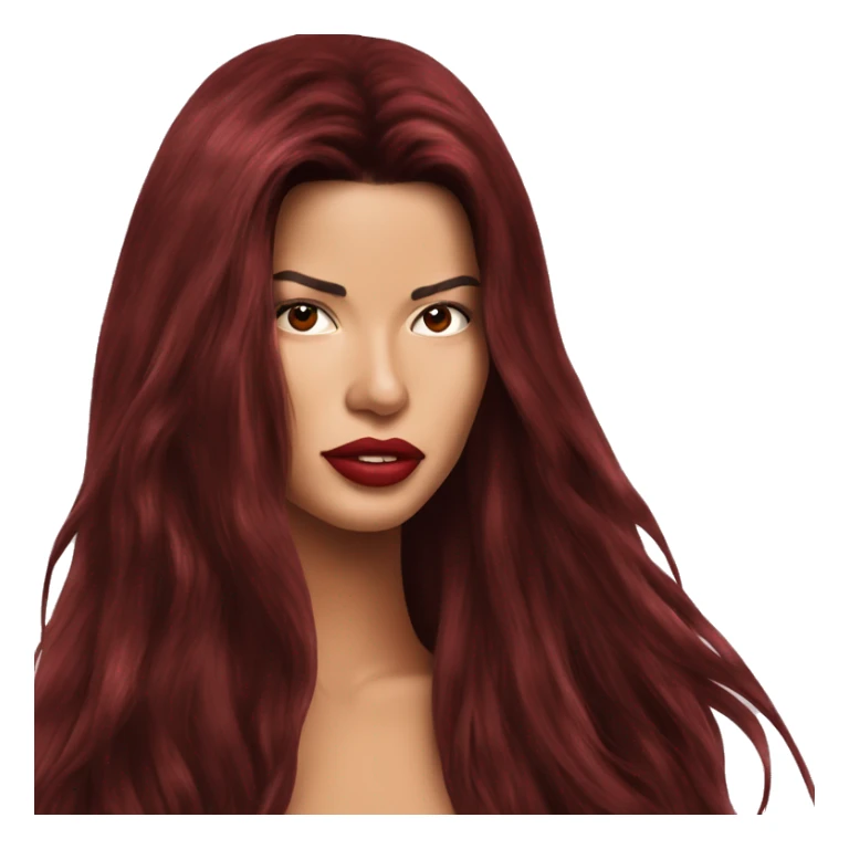 Adriana lima in 90s long dark red hair sticker