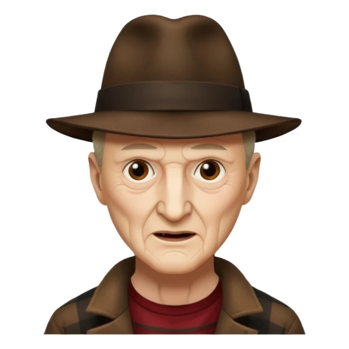Robert Englund as Freddy Krueger with brown hat sticker
