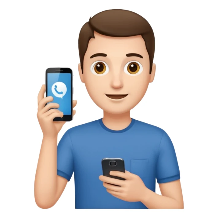 casual man holding phone and happly staring it sticker