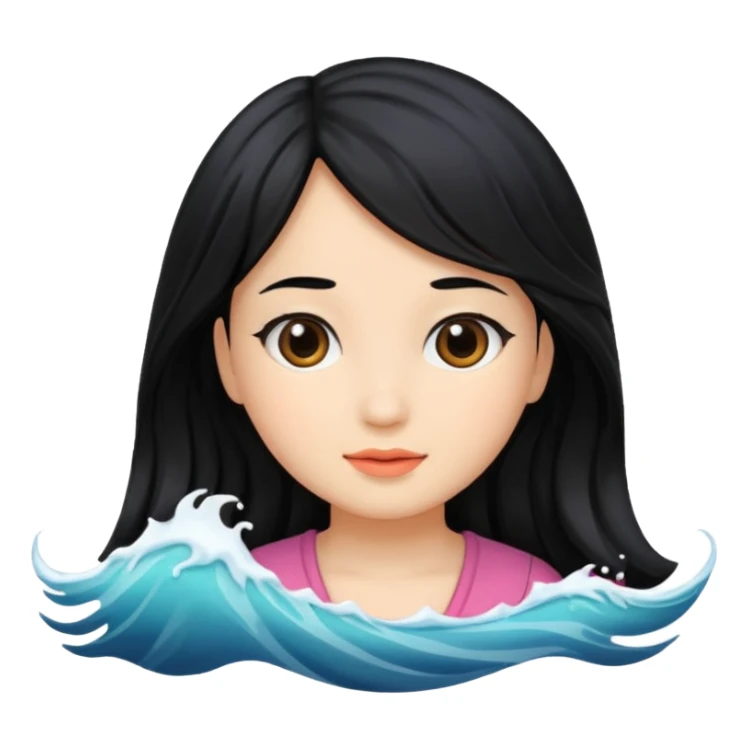 wave black hair girl 2 sticker