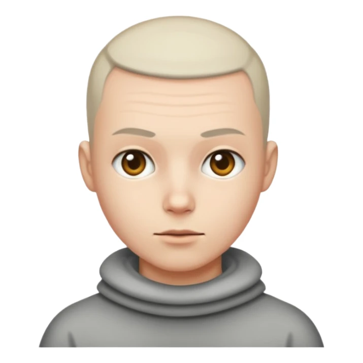 Buzz cut emoji not smiling and white skin color sticker