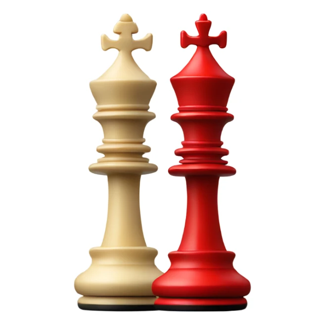 two queen chess pieces side by side one vibrant red and the other black sticker