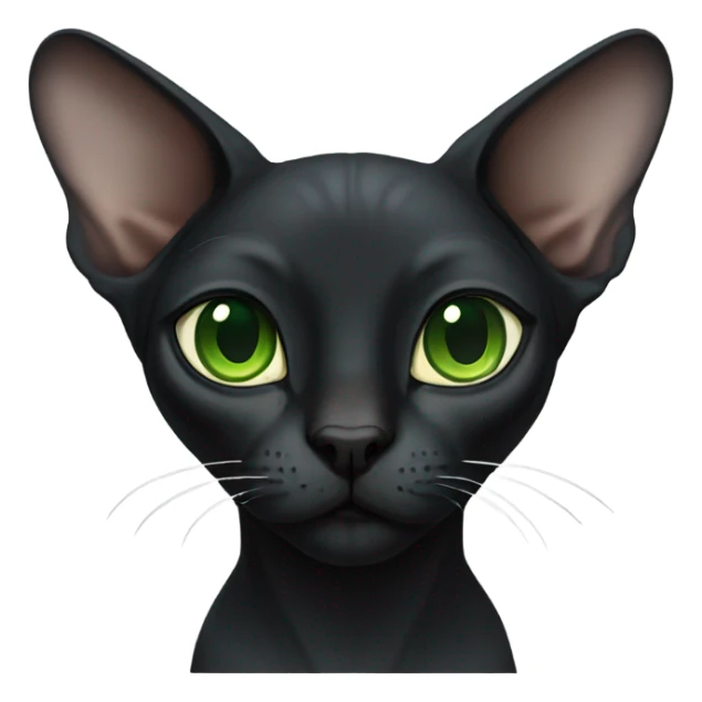 black sphinx cat with green eyes and a white spot on the mouth  sticker