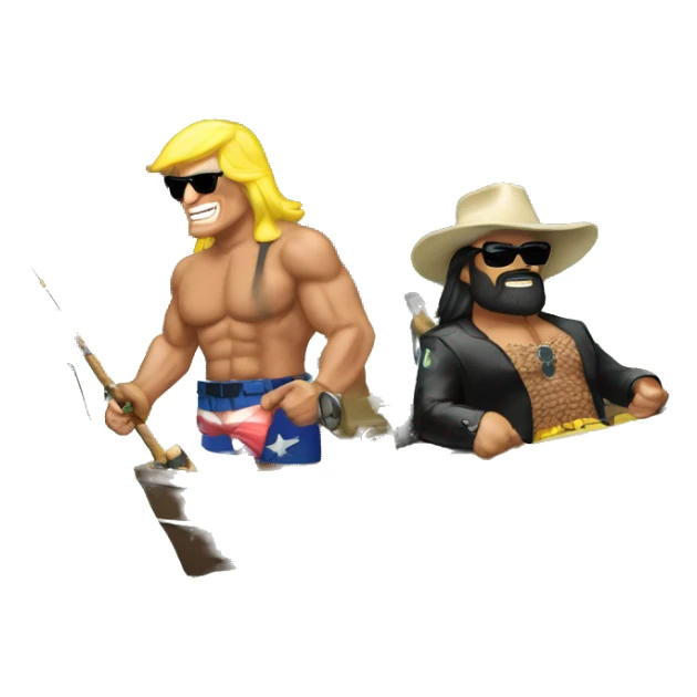 Randy Savage and Donald Trump Fishing together sticker