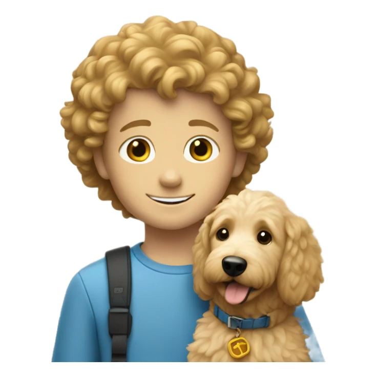 White boy Carl with golden doodle sticker