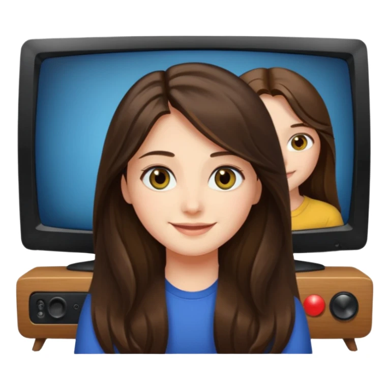long haired brunette girl hazel eyes watching tv sticker