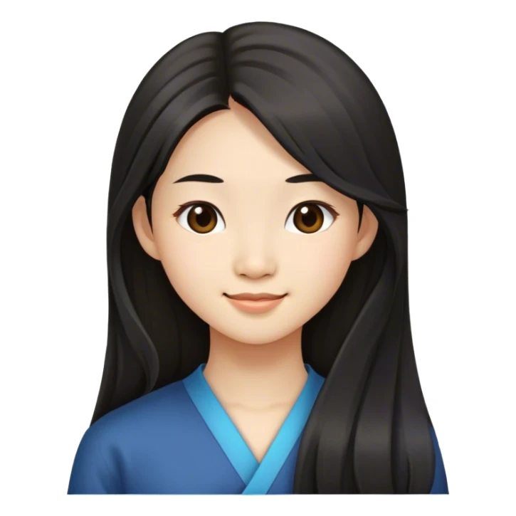 Long hair asian girl smirking sideways sticker