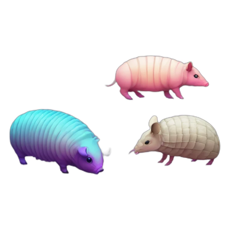 Vaporwave spotted cyan purple gradient pig armadillo cow centipede insect sticker