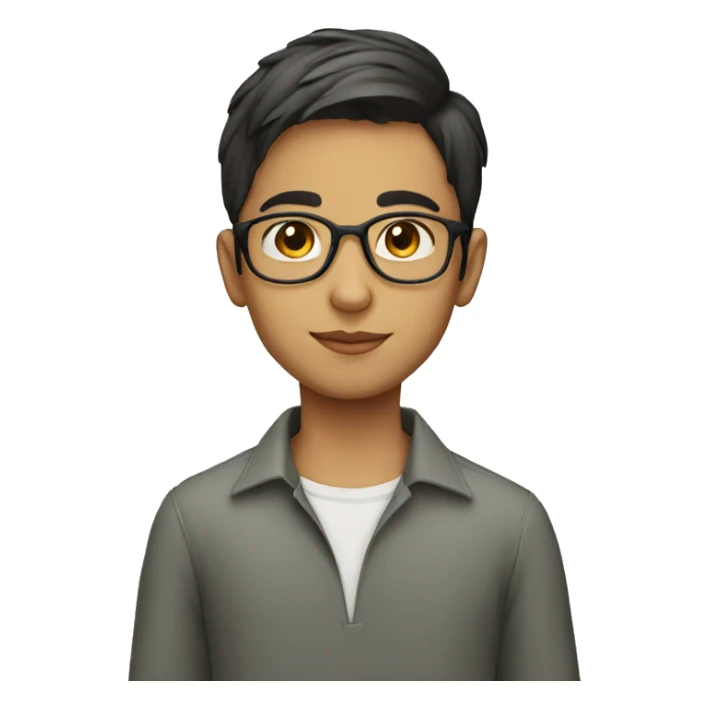 Young Pakistani glasses boy with bald sides and longer top hair sticker