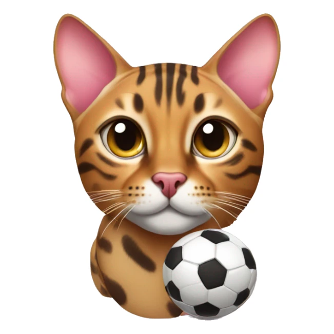 Bengal cat with a pink little soccer ball sticker