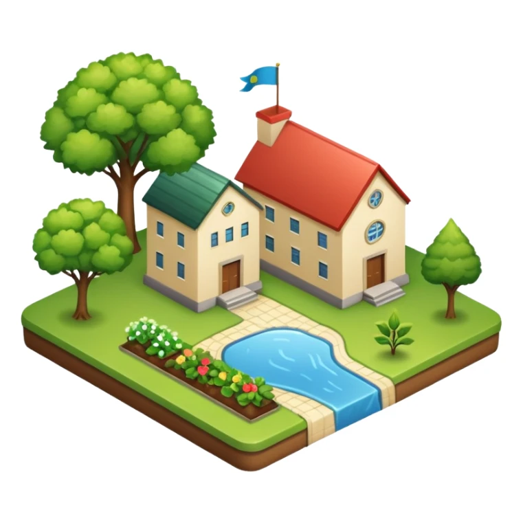 An icon featuring a local map, and regional landmarks, symbolizing local gardening. The design includes a tree, and 1 building, representing the unique geography and culture of a specific area. Transparent background highlights the exploration of local history and environment. sticker
