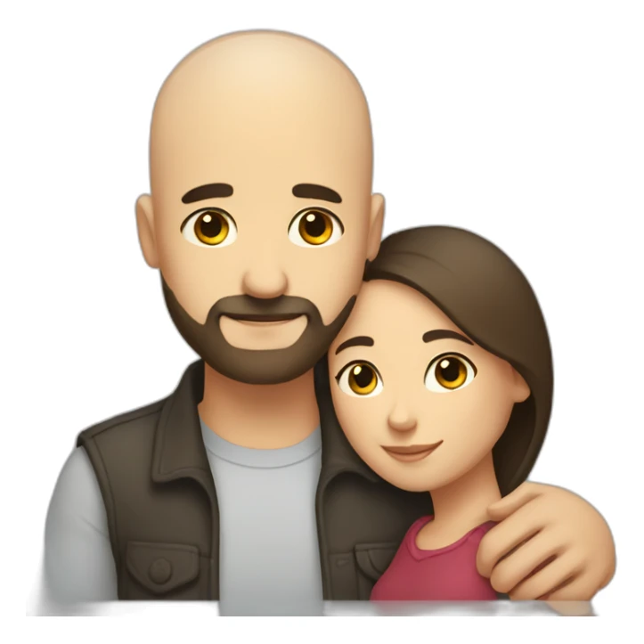 Close Intimate hug bald man beard short dark hair woman sticker