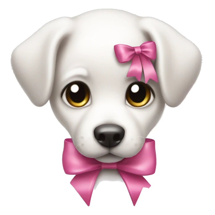 White puppy with a pink ribbon tied into a bow  sticker