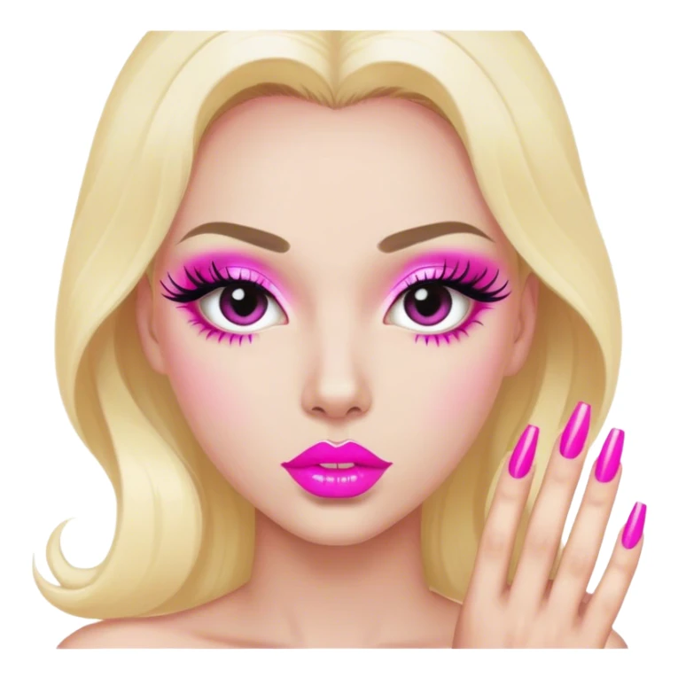 sissyboy with long eyelashes and hot pink lipstick and acrylic nails sticker