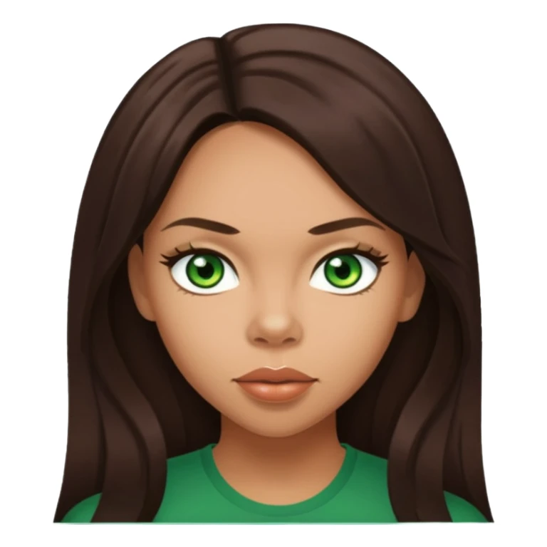 Kiely Williams with long dark brown hair, green eyes  sticker