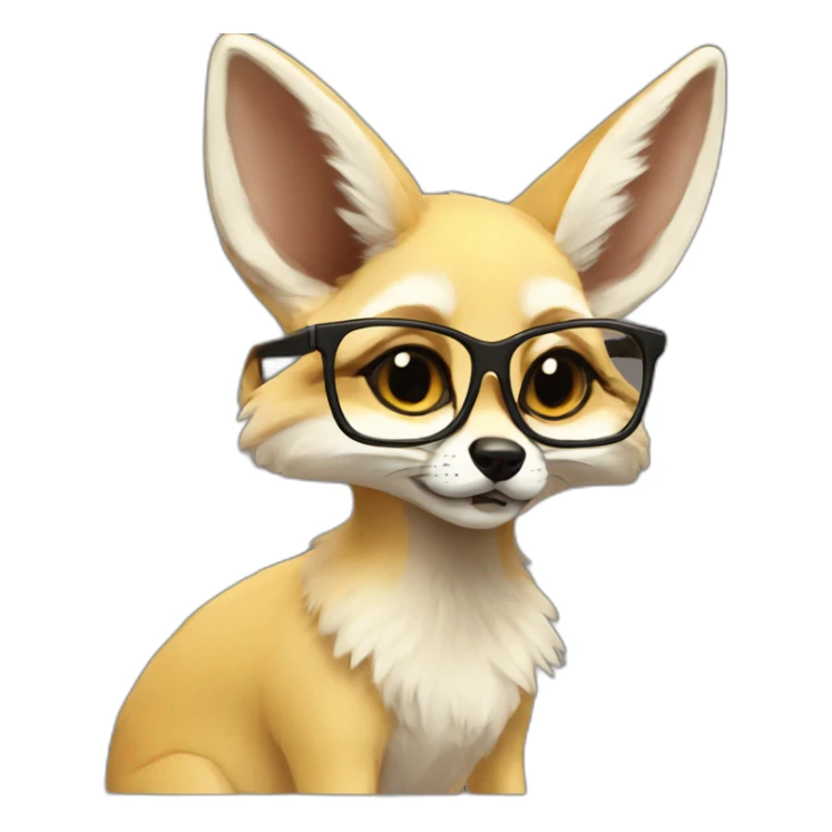 Anthro fennec with glasses, pleading face emoji sticker