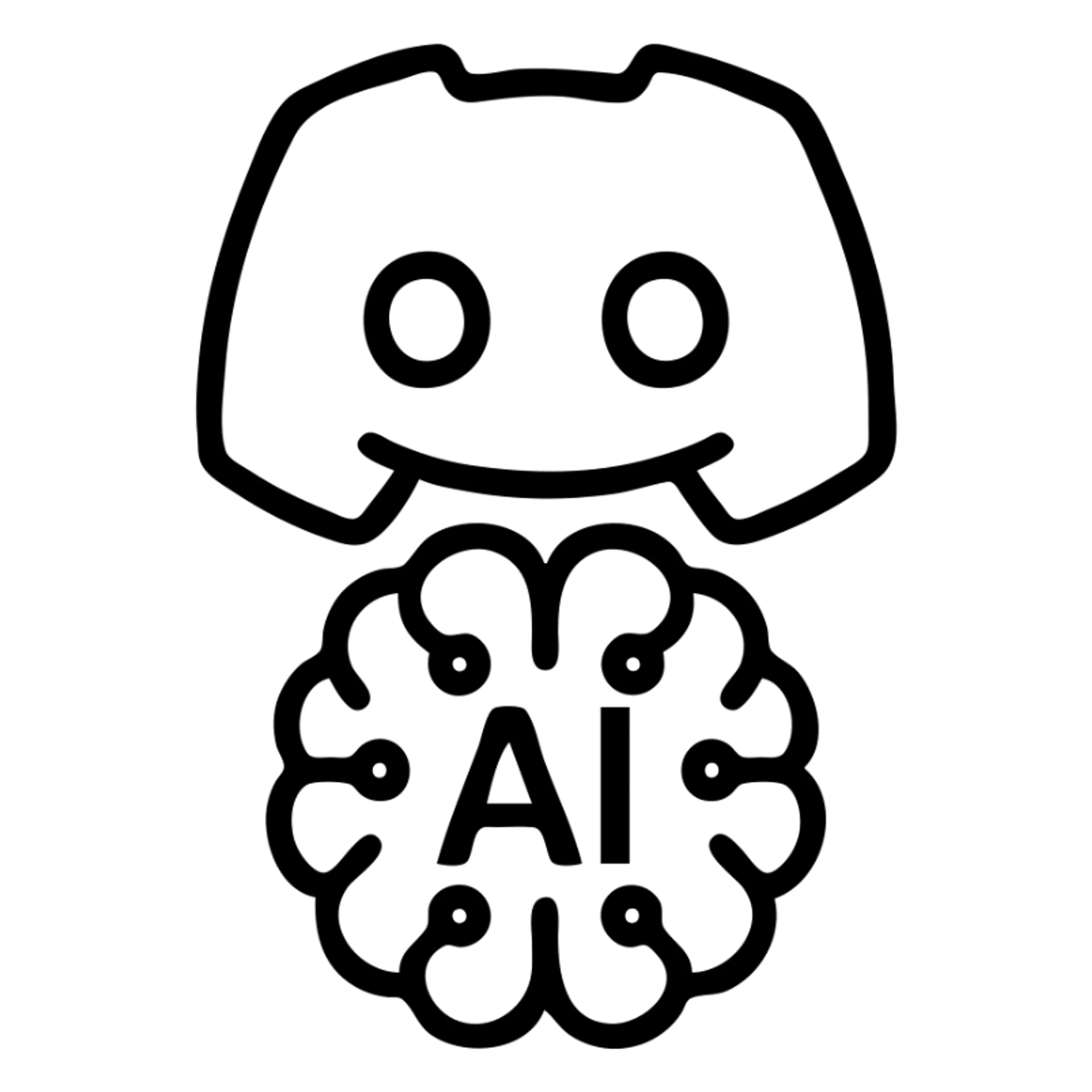 logo for Discord server about AI, minimalist style, violet and black colors, abstract icon, no text sticker