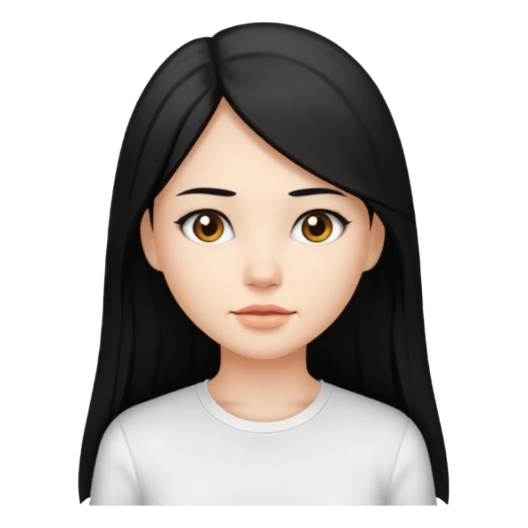 mujer joven con piel blanco y pelo largo negro y lacio sticker