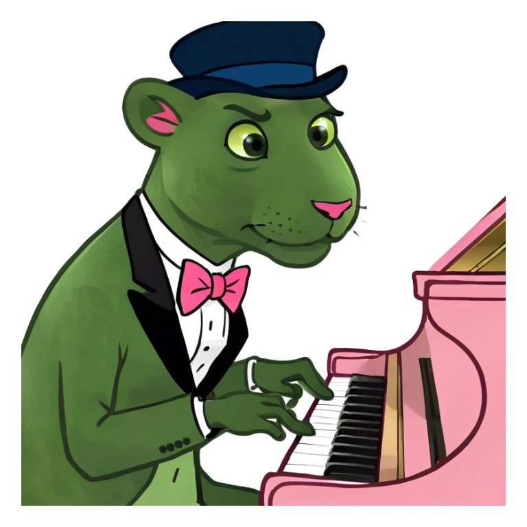 Pink panther character playing the piano  sticker