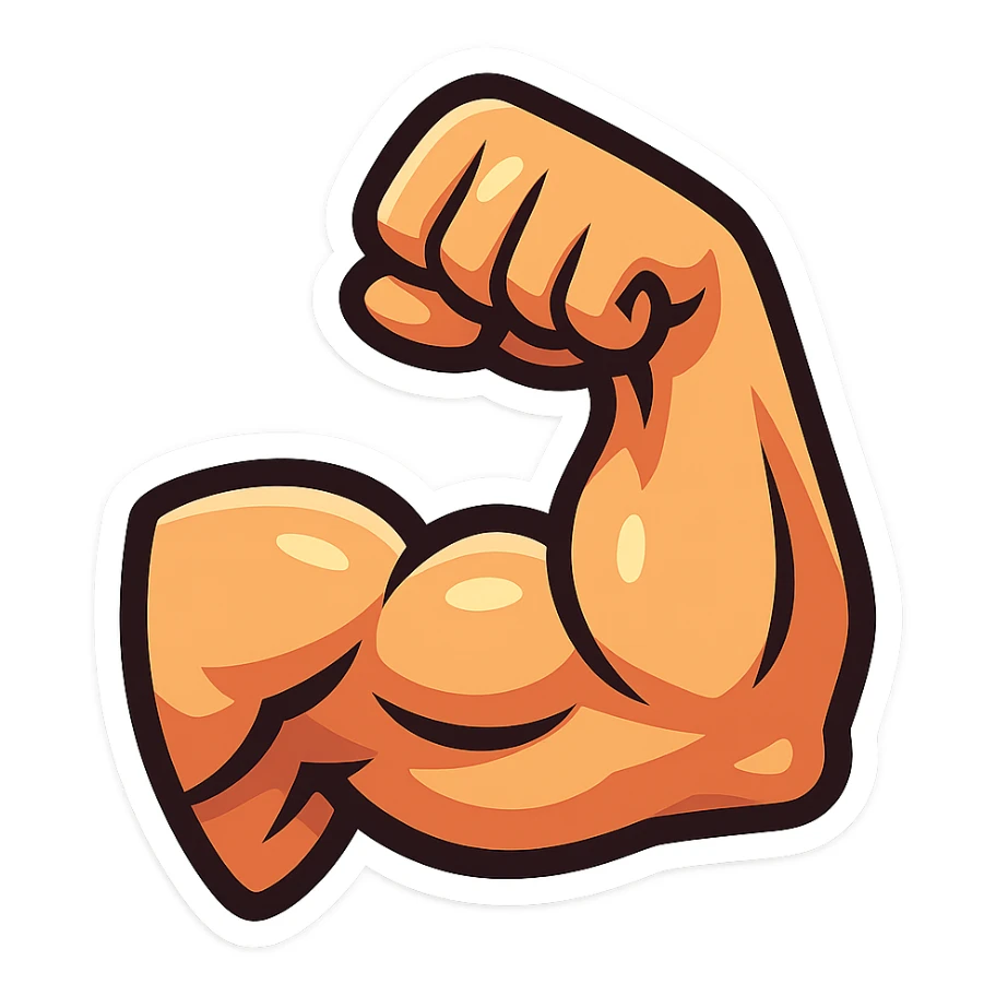 flexing muscular arm, bold and expressive, modern style, vibrant colors, suitable for Discord emoji sticker