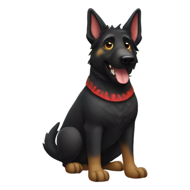 All black German shepherd in a dinosaur costume  sticker