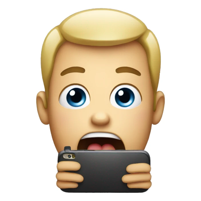 emoji with shock emotion holding smartphone sticker