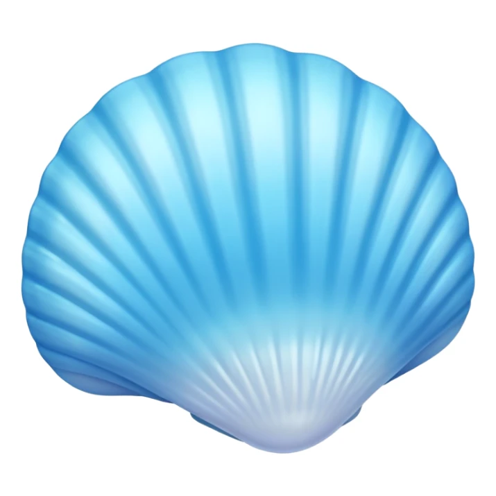 Light blue seashell emoji, pearl texture, soft gradient, smooth curves, glossy finish sticker