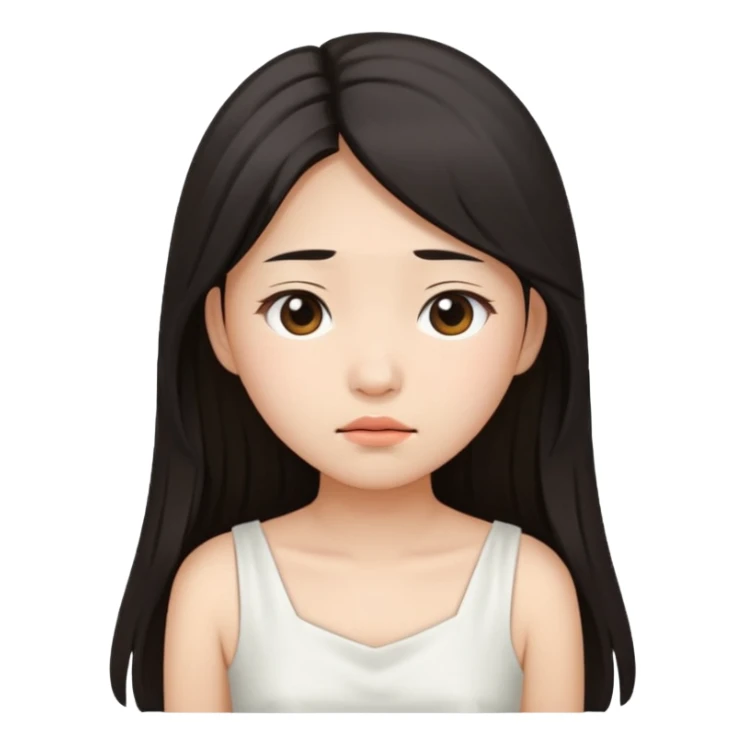asian girl tired face white dress sticker