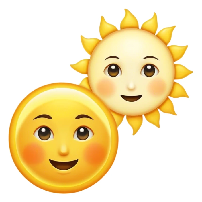 a really bright  big sun and a small moon who shines because of it. the sun is bigger and the moon bright too sticker
