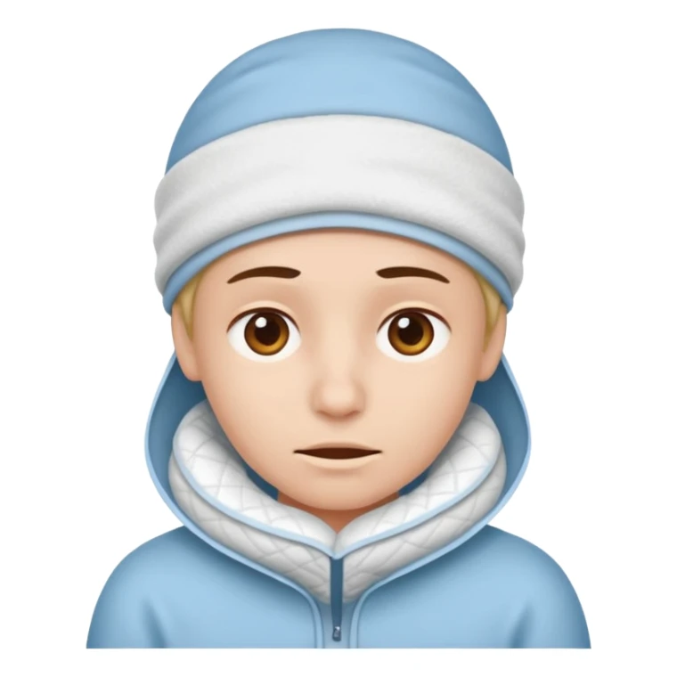 A person with headaches and a cold pad on the head sticker