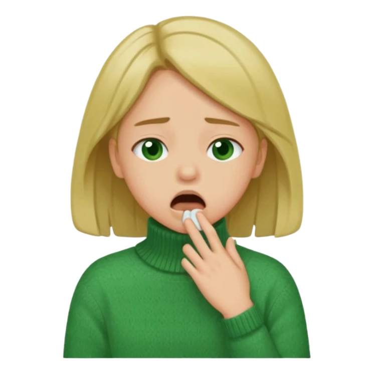girl has sore throat in green sweater sticker