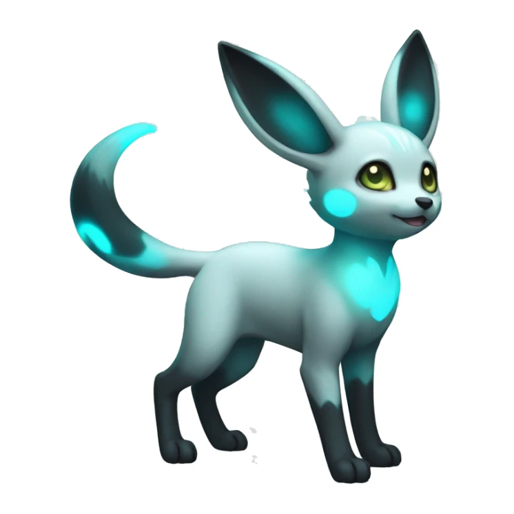 White Shiny Pastel Umbreon with glowing cyan markings full body sticker