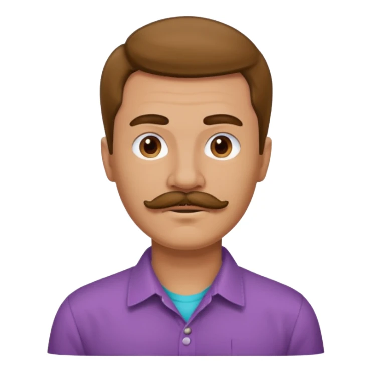 mustached man with hair till the neck and colored shirt sticker