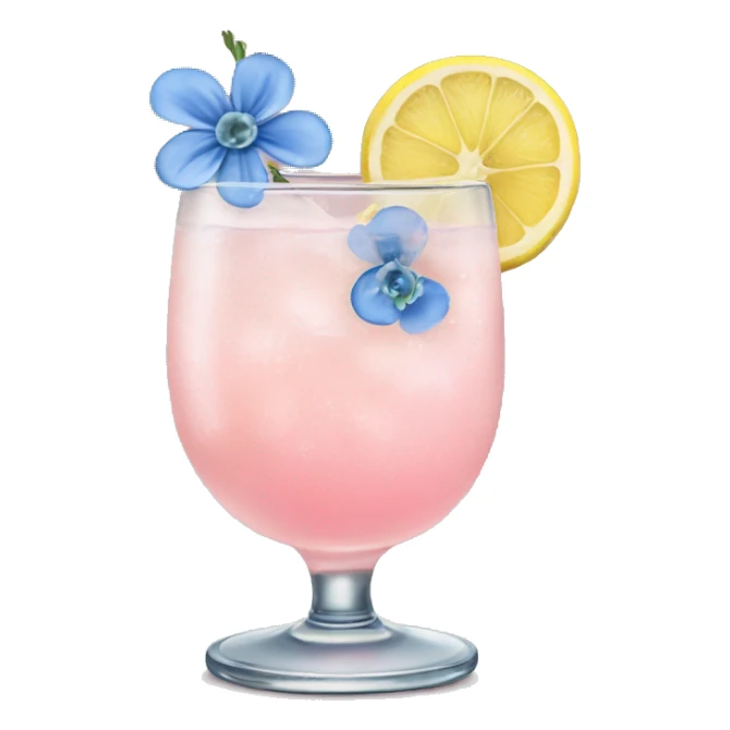 Ice pink lemon cocktail with blue small flowers  sticker