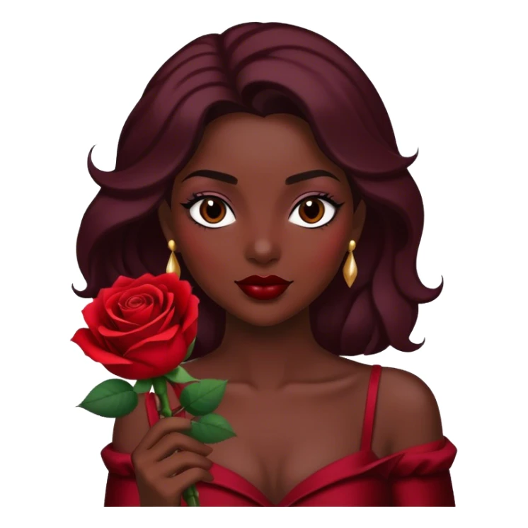 Realistic rose of dark deep red color in glamour style sticker