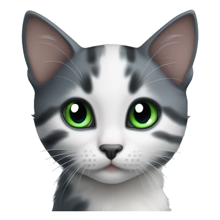 Grey and white kitten with blue eyes and a black kitten with green eyes  sticker