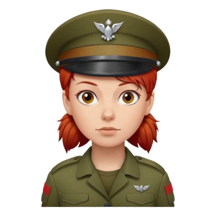 Female Soldier red hair no wearing cap sticker