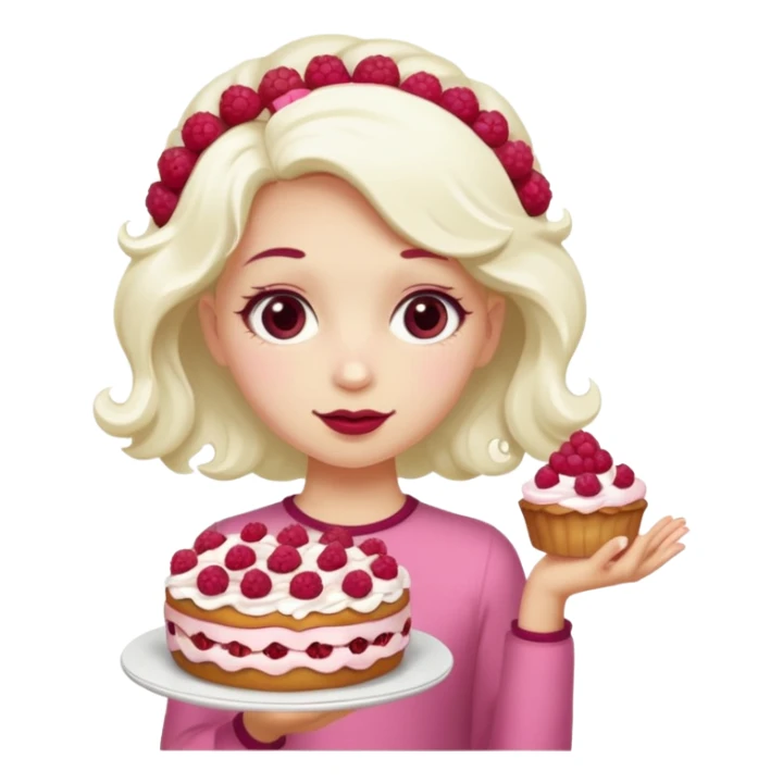 Raspberry torte human full body girl with a raspberry barrette on her head sticker