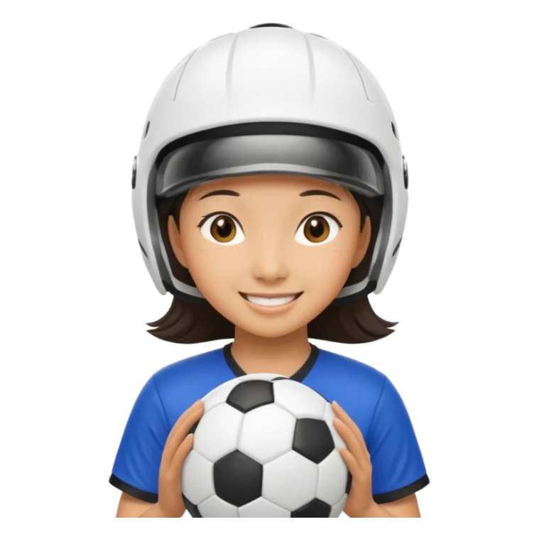 Asian woman with helmet playing soccer sticker