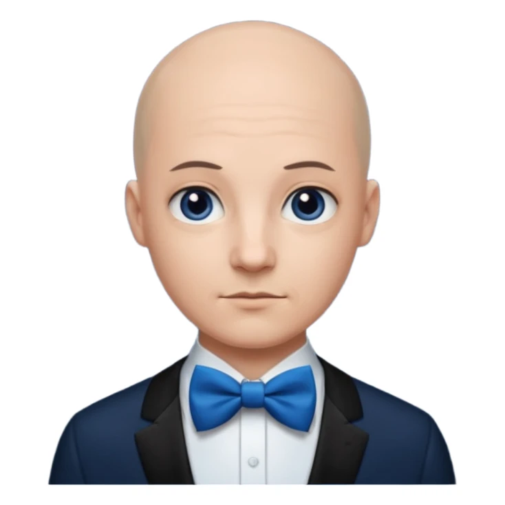 Bald with blue bow tie, midnight balck dress sticker