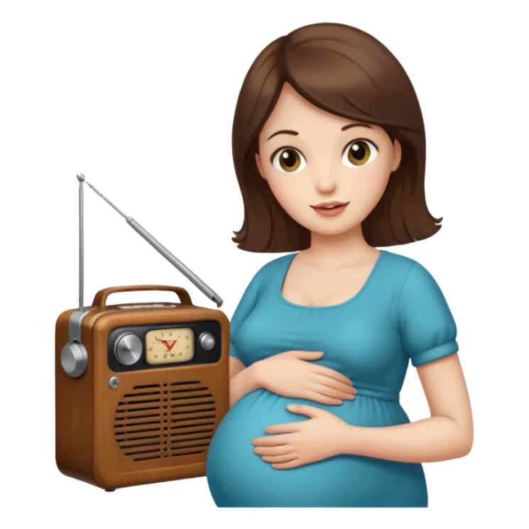 Pregnant woman holding opregnsnt radio sticker