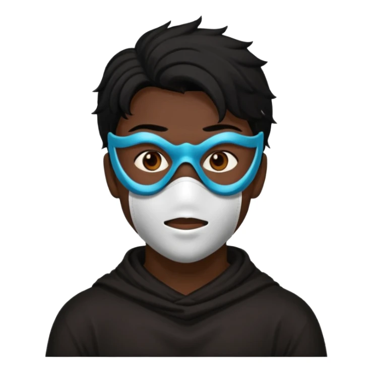 man soldier with black hair and wearing mask sticker